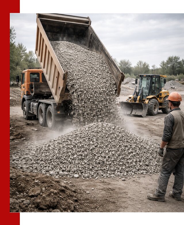 Доставка щебня в Ижевске крупными и мелкими фракциями