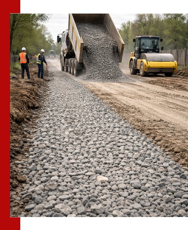 Доставка щебня для отсыпки дорог в Ижевске высокого качества