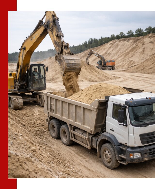 Доставка карьерного песка с самосвалами и разгрузкой в Ижевске