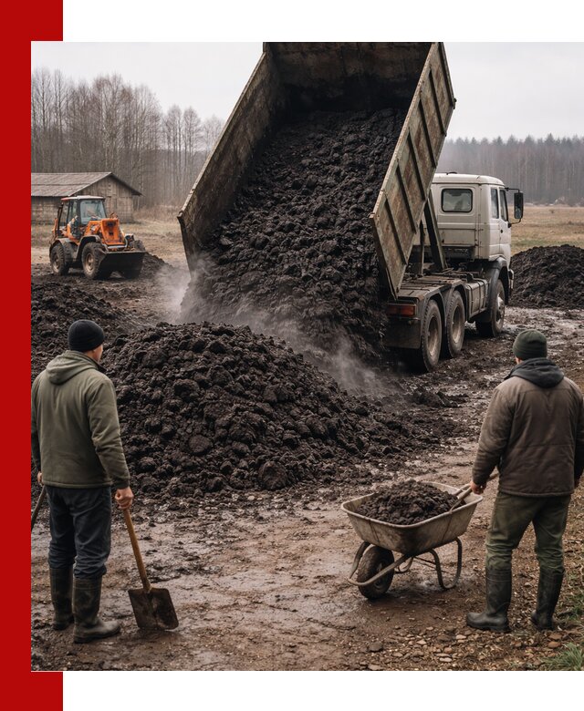 Доставка низинного торфа с разгрузкой и доставкой в Ижевске