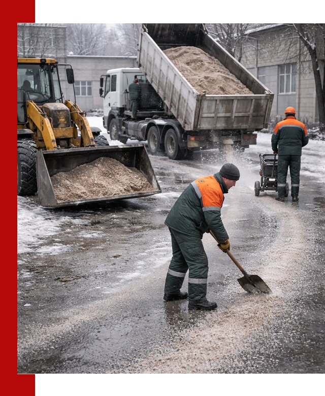 Реагент против гололеда с доставкой и нанесением в Ижевске