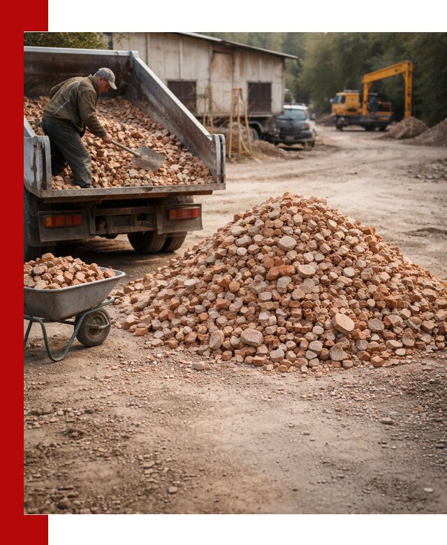 Доставка и подушка из боя кирпича с разгрузкой в Ижевске