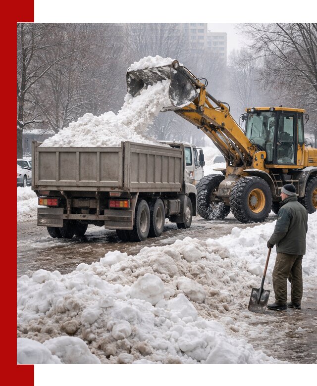 Вывоз снега грузовой техникой в Ижевске оперативно и чисто